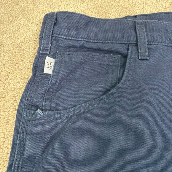 Carhartt FR Pants Mens 50x30 Navy Blue Canvas Fire Resistant Workwear FRB159 NWT - Picture 4 of 12